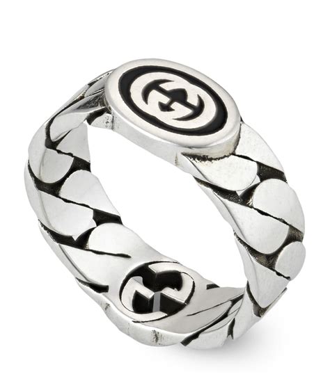 gucci interlocking g flower silver ring|interlocking g ring in silver.